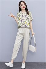 2023新款时尚醋酸印花拼接连帽气质套装2023年夏季，女装套装/套裙，奕薇雅