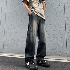 牛仔裤夏款男水洗潮cleanfit裤子高个子痞帅微喇直筒裤90055-p46，男装牛仔裤，星座1008-1