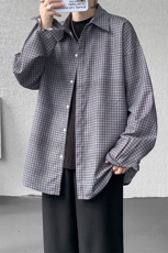8XL-M长袖衬衫男夏季格子条纹衬衣宽松慵懒风防晒外套CS29005P45，男装衬衫，电商B312