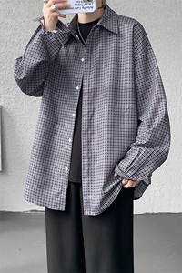 8XL-M长袖衬衫男夏季格子条纹衬衣宽松慵懒风防晒外套CS29005P45图片