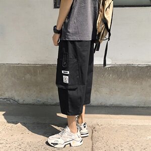 K707-P45 夏季男士大口袋工装七分裤男宽松大码直筒灯笼潮裤图片