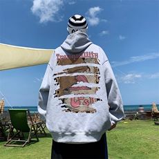 直播品质340克重磅纯色华棉美式卫衣连帽印花大码XZ517A-BK12302，男装卫衣，星座517A