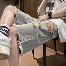 常年有货黄泥染牛仔裤夏季薄款潮牌破洞短裤五分裤子DK12特批P30，男装牛仔裤，星座302B-3