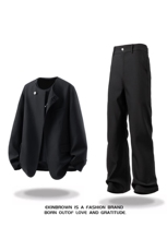 立体白底圆领新中式西服M-5XL大码XF78107P85控138西裤XK78151P45，男装西服，星座227-7