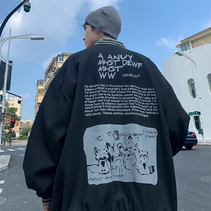 2022华夫格棒球服外套男bf宽松炸街上衣高街休闲夹克 W5261-P53图片