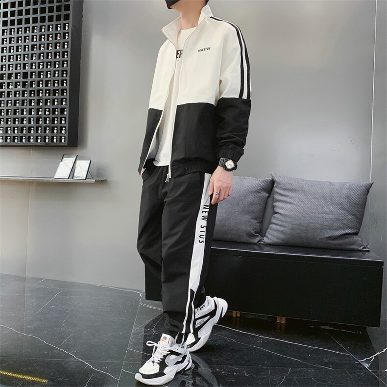 长袖卫衣拼色套装男潮个性休闲运动两件套DT,男装卫衣,电商A102