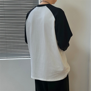 2025现货新款拼色印花长袖T恤宽松休闲打底衫上衣A351-AT2537-P40图片
