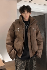 405A美式复古个性金属设计短款皮衣棉服MY24916-特批108控178，男装皮衣，星座405A