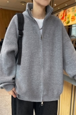 开衫双拉链毛衣男秋冬季潮牌设计感针织外套立领休闲情侣上衣，男装针织衫/毛衣，星座1107-1