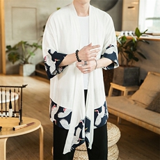 夏季大码风汉服唐装薄款和服防晒衫披风复古道袍潮F10/P65，男装防晒衣，钱塘713