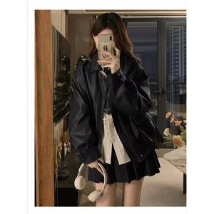 美拉德皮衣外套男女情侣2024春秋季新款美式机车服短款夹克冬图片