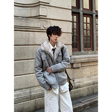 美式毛领座山雕棉服男款冬季加绒加厚针织衫毛衣外套短款保暖棉衣，男装针织衫/毛衣，星座218-8