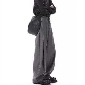 春秋美式高街休闲裤男女垂感阔腿西裤长裤纯色西装裤宽松直筒裤子，男装西服套装，电商A443