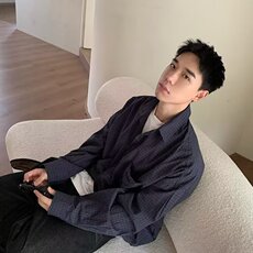 现货DH94-批50复古宽松条纹长袖衬衫男女百搭高级感衬衣，男装衬衫，星座603-2