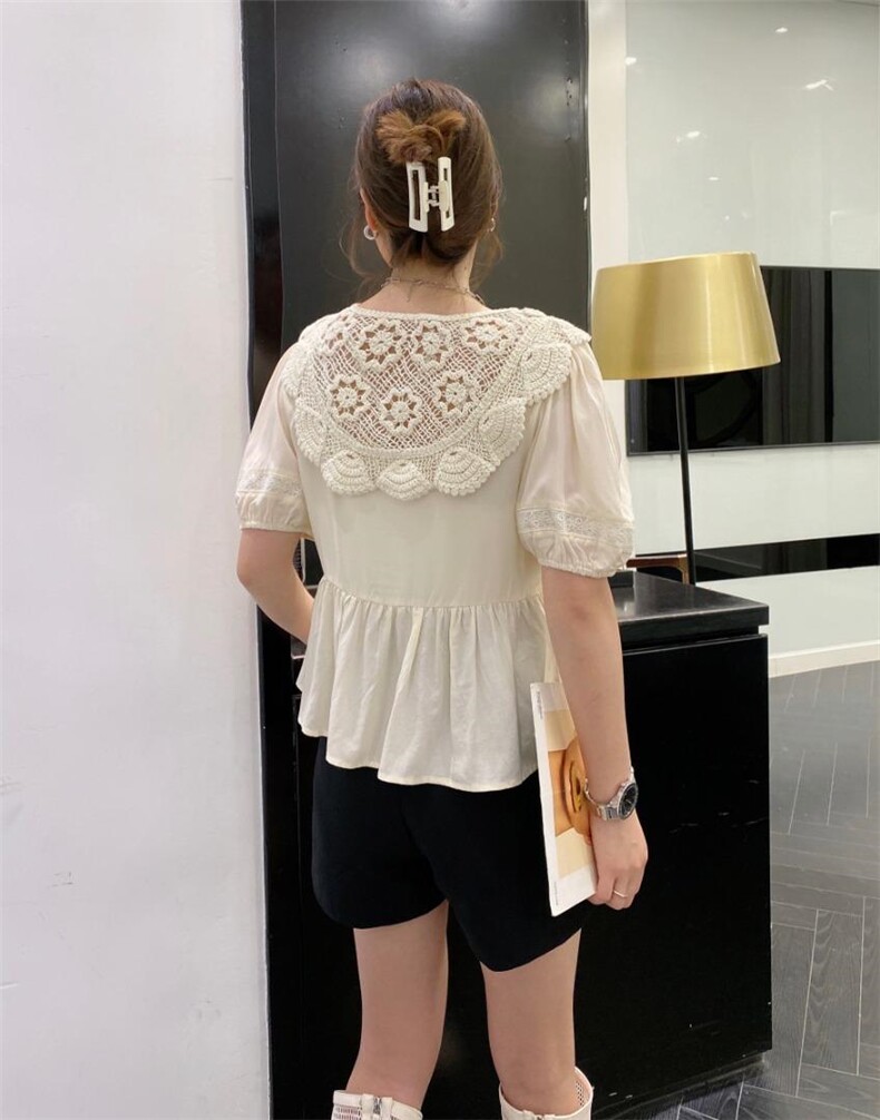 皮肩拼接小上衣，女装，沐·沐