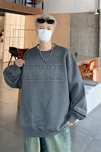 港风大码美式钢印麂皮绒套头圆领卫衣男女 XZ213-JPR205-P60控78图片