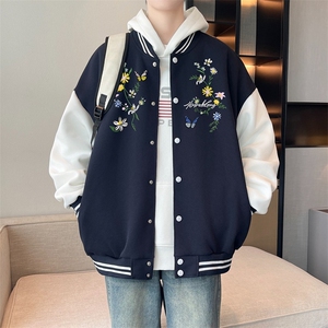 新中式花卉夹克棒球服潮春秋新款百搭情侣外套男女HH1618 P70图片
