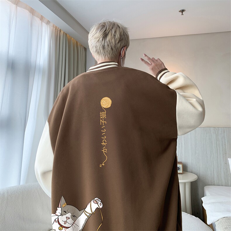 摇粒绒棒球服男大码开衫卫衣男夹克BF86013-P65,男装夹克,电商A040