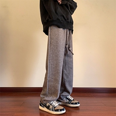 4直播品质秋冬毛呢宽松直筒裤简约百搭阔腿裤XZ102A-2-K2215-P60，男装休闲裤，星座211-1