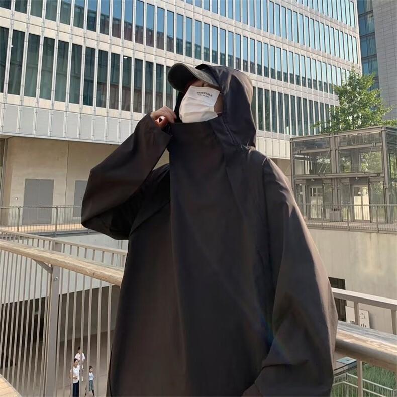 美式机能套头冲锋衣潮牌连帽外套男女宽松情侣机车服夹克J864-p60,男装夹克,星座1008
