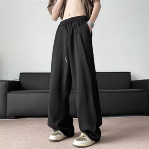 卫裤男新款高街痞帅阔腿裤休闲夏天运动抽绳长裤1001-1-WK988-P42图片