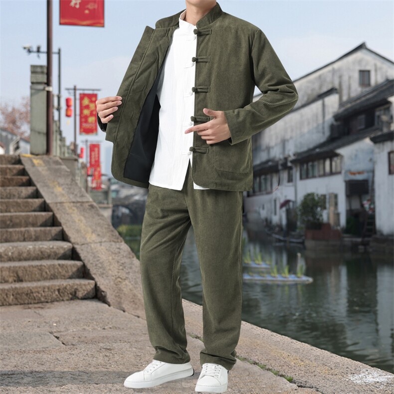 男士外套灯芯绒夹克套装盘扣立领风XZ1512-2501套装-P110,男装夹克,星座1512