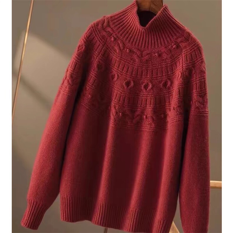 2025年秋季时尚百搭通勤简约休闲加厚半高，女装针织衫/毛衣，端硕羊绒