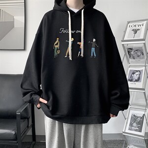 WY2043-P35 纯棉连帽卫衣男大码运动帽衫宽松薄外套男图片