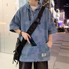 连帽潮流新款T恤青春流行圆领标准男ins夏季潮五分袖TX235P38，男装T恤，星座410-2