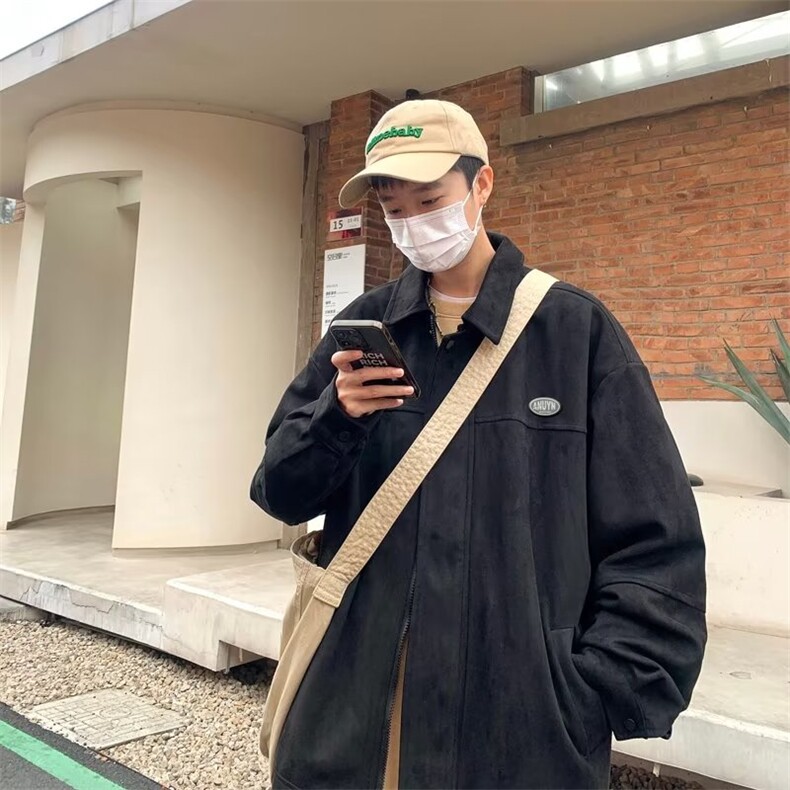 重磅麂皮绒贴标拉链夹克外套夹克HW176P70,男装夹克,星座1116-2