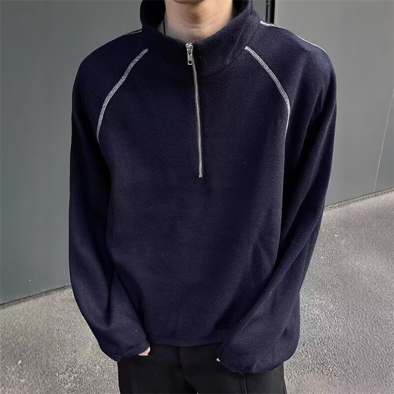 春秋新款肌理立领半拉链卫衣男高档潮流宽松百搭长袖上衣WY103，男装卫衣，星座516A