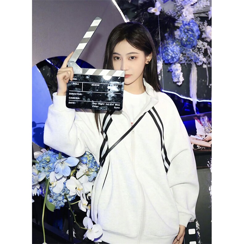 抖音得物高品质二开25秋冬美式重磅结构织带撞色立领卫衣外套W70，男装卫衣，电商A486