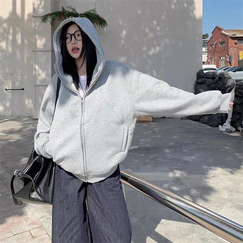 抖音得物高品质二开25秋冬美式高街重磅结构高领连帽卫衣外套W62，男装卫衣，电商A486