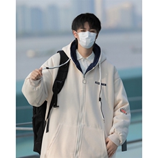 F26-P74美式复古ins宽松卫衣棉服冬季羊羔毛加绒连帽外套男，男装卫衣，星座512-6