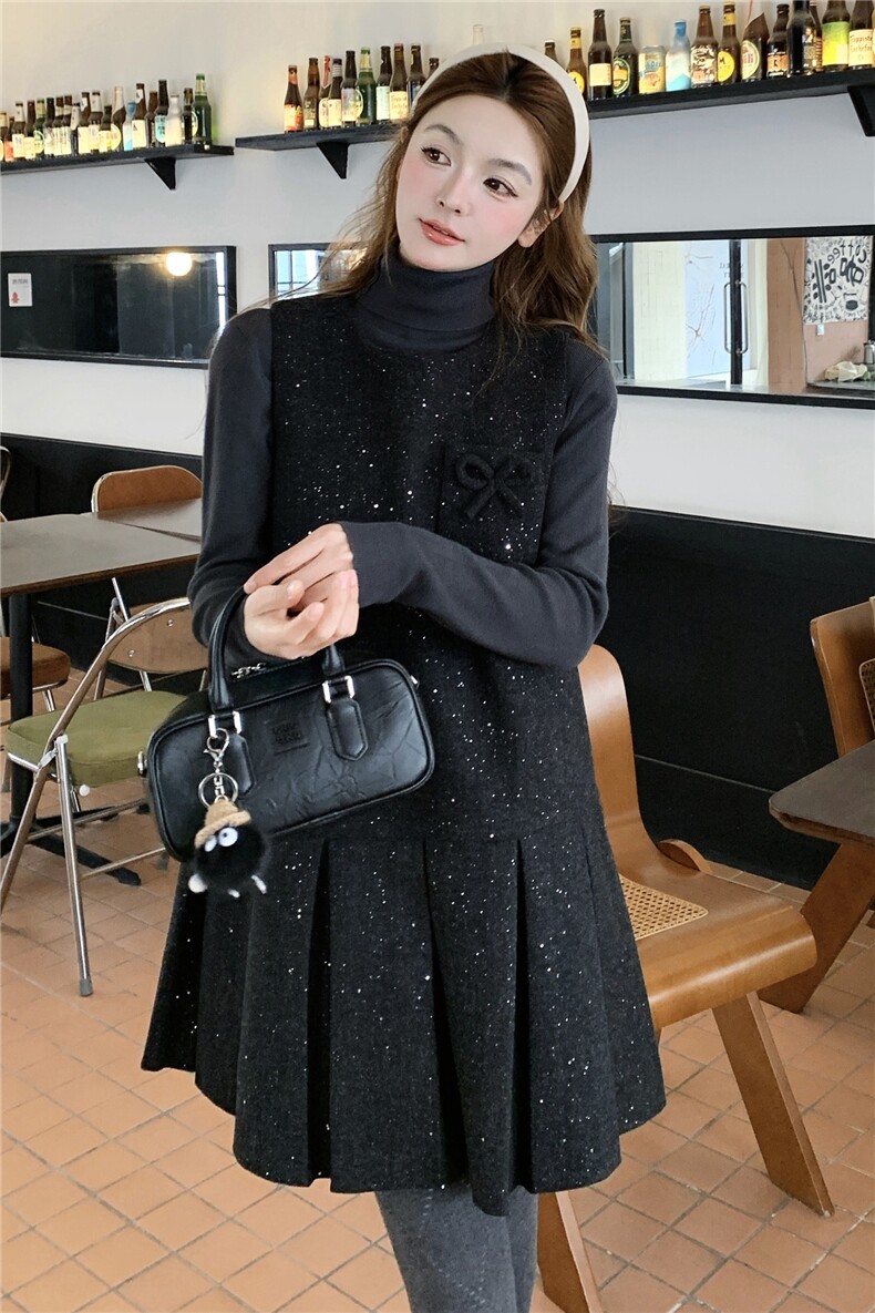 新款26早春韩系毛呢背心裙打底套装6206-P175-K258,女装套装/套裙,2C057