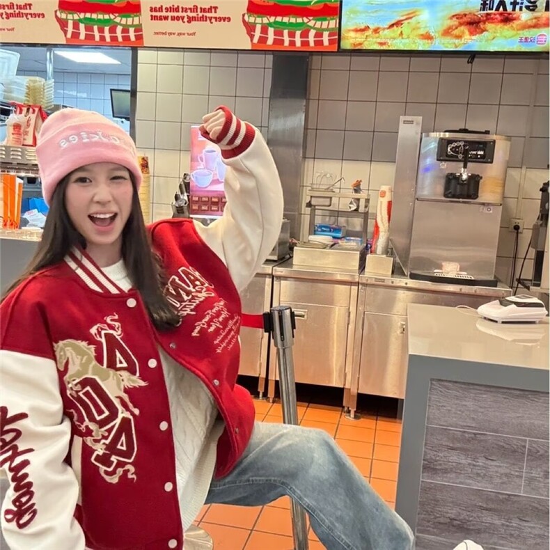 潮牌加厚棉服棒球服男女春秋季新款PU皮经典美式棉衣外套宽松百搭图片