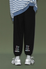 K3025/P45春装新款中性风休闲裤卫裤运动裤男女大码小熊反光夜光，男装休闲裤，电商A141