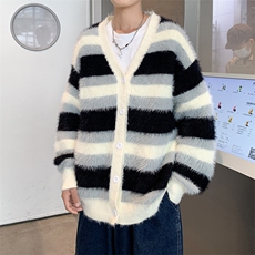 秋冬季新款水貂毛开衫外套美式潮牌学院风休闲百搭针织毛衣，男装针织衫/毛衣，星座410-7