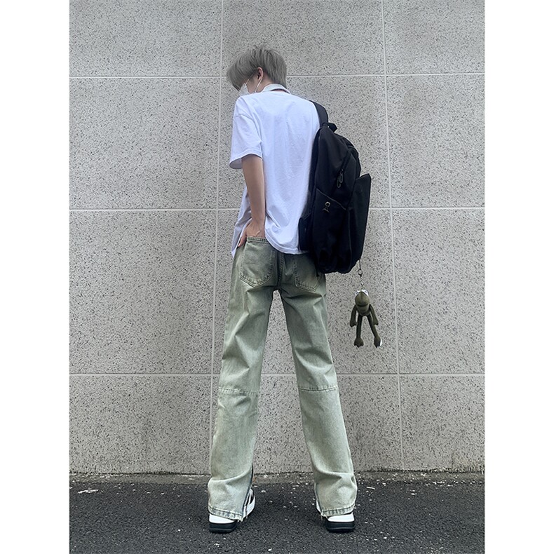 现货夏季修身vibe美式高街破洞黄泥染拉链牛仔裤男K822-K823-P55,男装牛仔裤,星座205