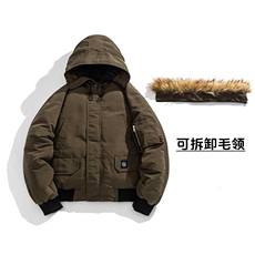 冬季加厚保暖连帽毛领休闲棉衣情侣棉服中性风棉衣外套MY7800p110，男装棉衣，电商A128