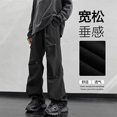 机能风秋季休闲宽松百搭高街潮流伞兵工装直筒长裤子K730-特批-35，男装工装外套，星座718-1