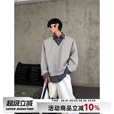 小众设计感假两件拼接厚T恤春季宽松休闲时尚高级感上衣，男装T恤，星座1210-1