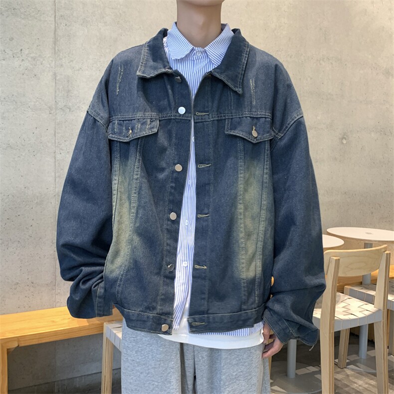 日系春秋设计感撞色牛仔外套男美式宽松休闲工装夹克潮JK1007-P60图片