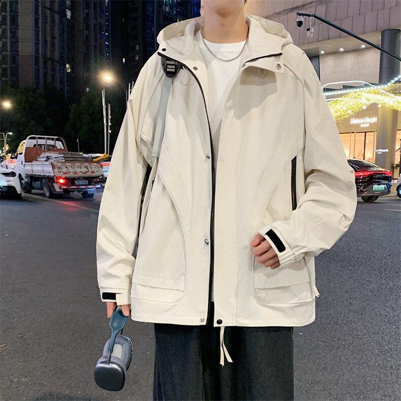 新款港风夜景连帽个性冲锋衣宽松二开夹克男DSA157B-J217-P85,男装夹克,电商A157B