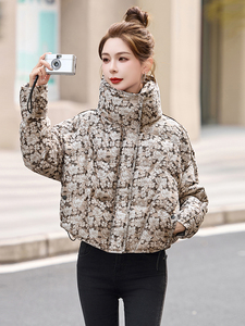 2024年冬季90白鸭绒提花立领羽绒服图片