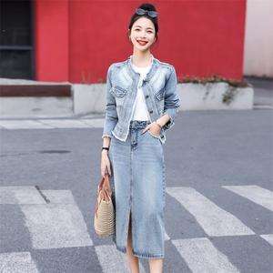 小香风牛仔套装半身裙女春季2025新款高级感气质连衣裙两件套减龄图片