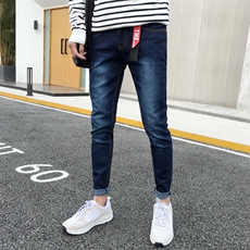 2024春港风街拍牛仔裤男磨白休闲裤韩版潮K811-2-P35，男装牛仔裤，星座103A