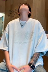 ！2025夏季新款男士烧花鹿皮绒短袖T恤半袖TL2409特P25控48，男装T恤，电商B220