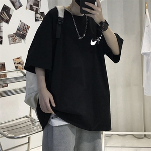 T001男女中性宽松短袖半截袖夏新男装TEE学生青少年圆领班服大码图片
