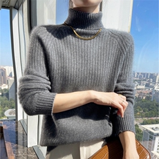 2025年秋季常规款单件长袖套头高领休闲/淑女时尚百搭通勤休闲，女装针织衫/毛衣，淘淘羊羊绒